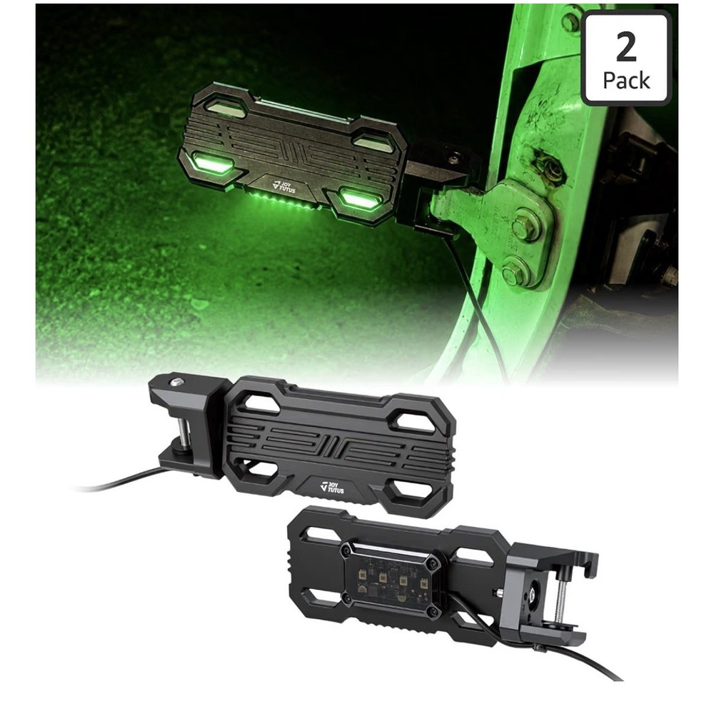 JoyTutus Door Hinge Step Nerf Bar CNC Foot Pegs 2 Pack Black RGB Lights